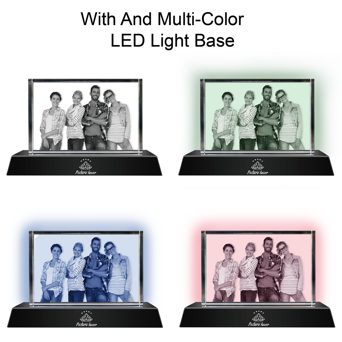 3D Crystal Rectangle-Large with LED Light Base (Upload Your Picture)