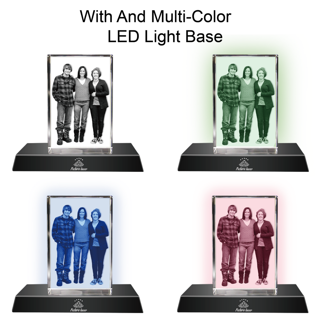 3D Crystal Rectangle with LED Light Base (Upload Your Picture)