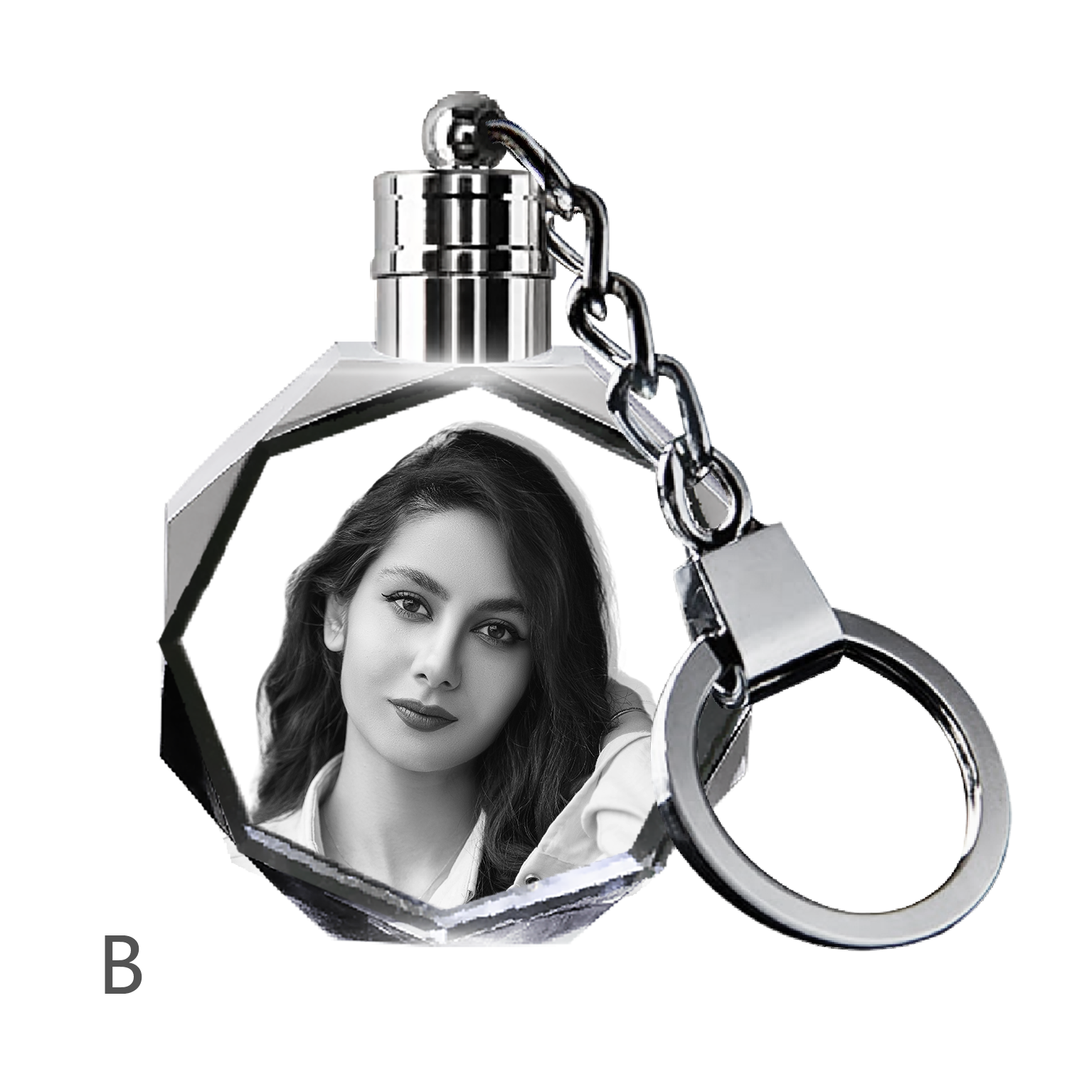 Octagonal Keychain 2D Custom Crystal Keychain-Octagon2D Custom Crystal Keychain-Octagon