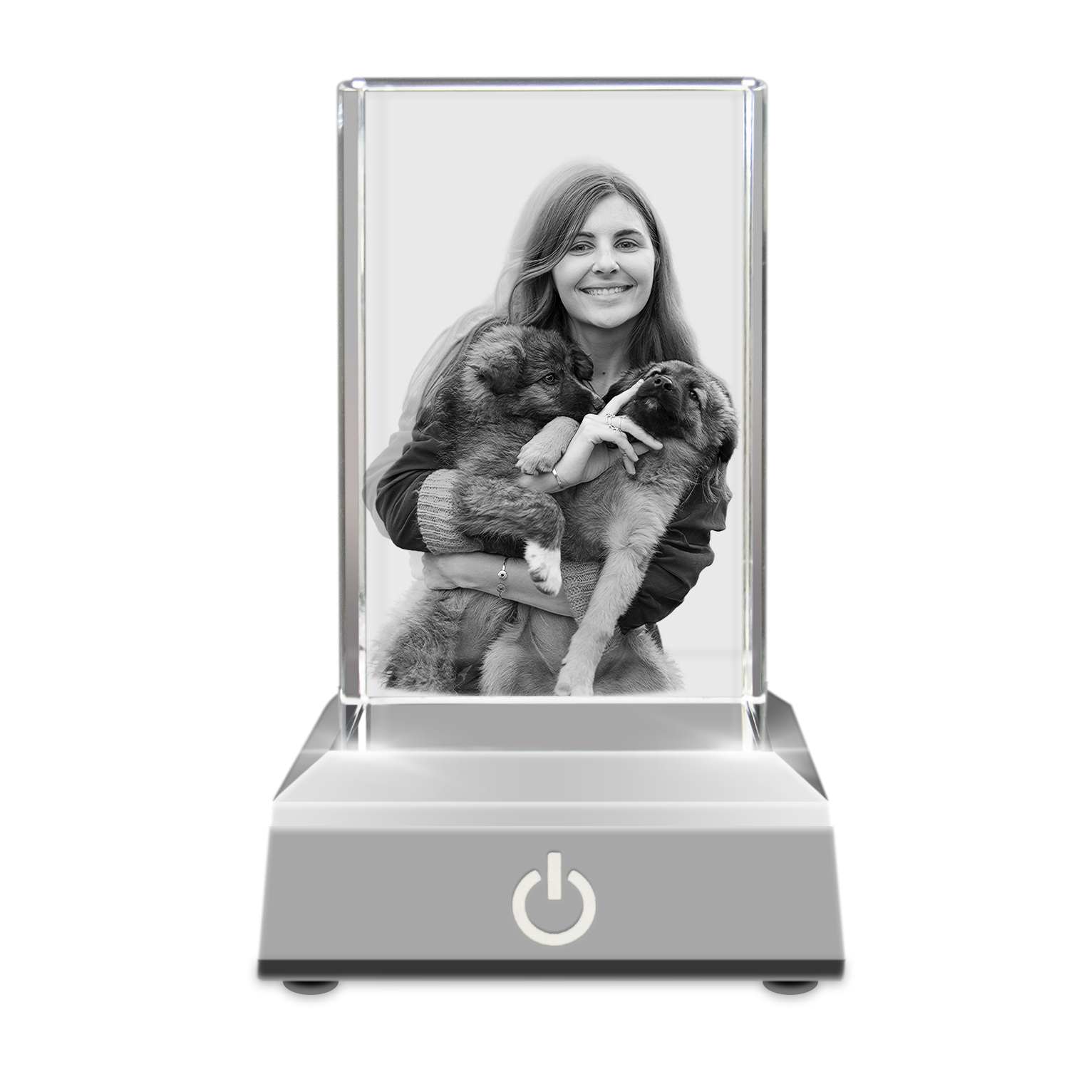 3D Crystal Rectangle-Small Portrait with LED Light Base (Upload Your Picture)