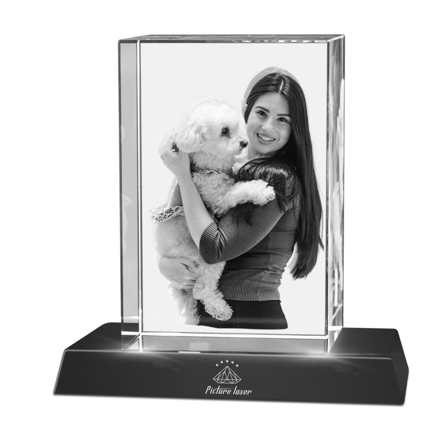 3D Crystal Rectangle-Large Portrait with LED Light Base (Upload Your Picture)