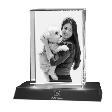 3D Crystal Rectangle with LED Light Base (Upload Your Picture)