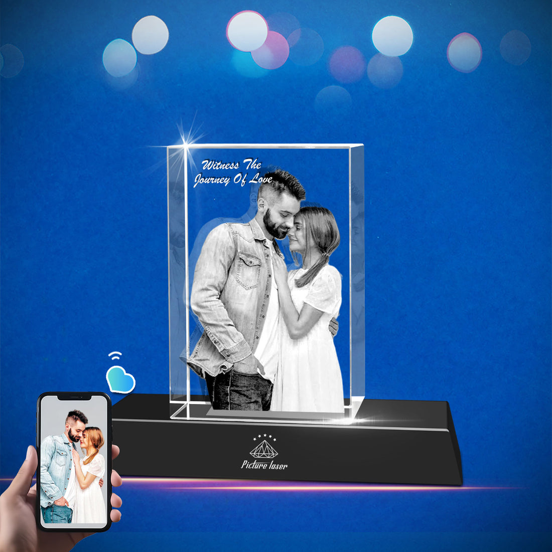 3D Crystal Photo Cube for 1-4 Portrait (Large)