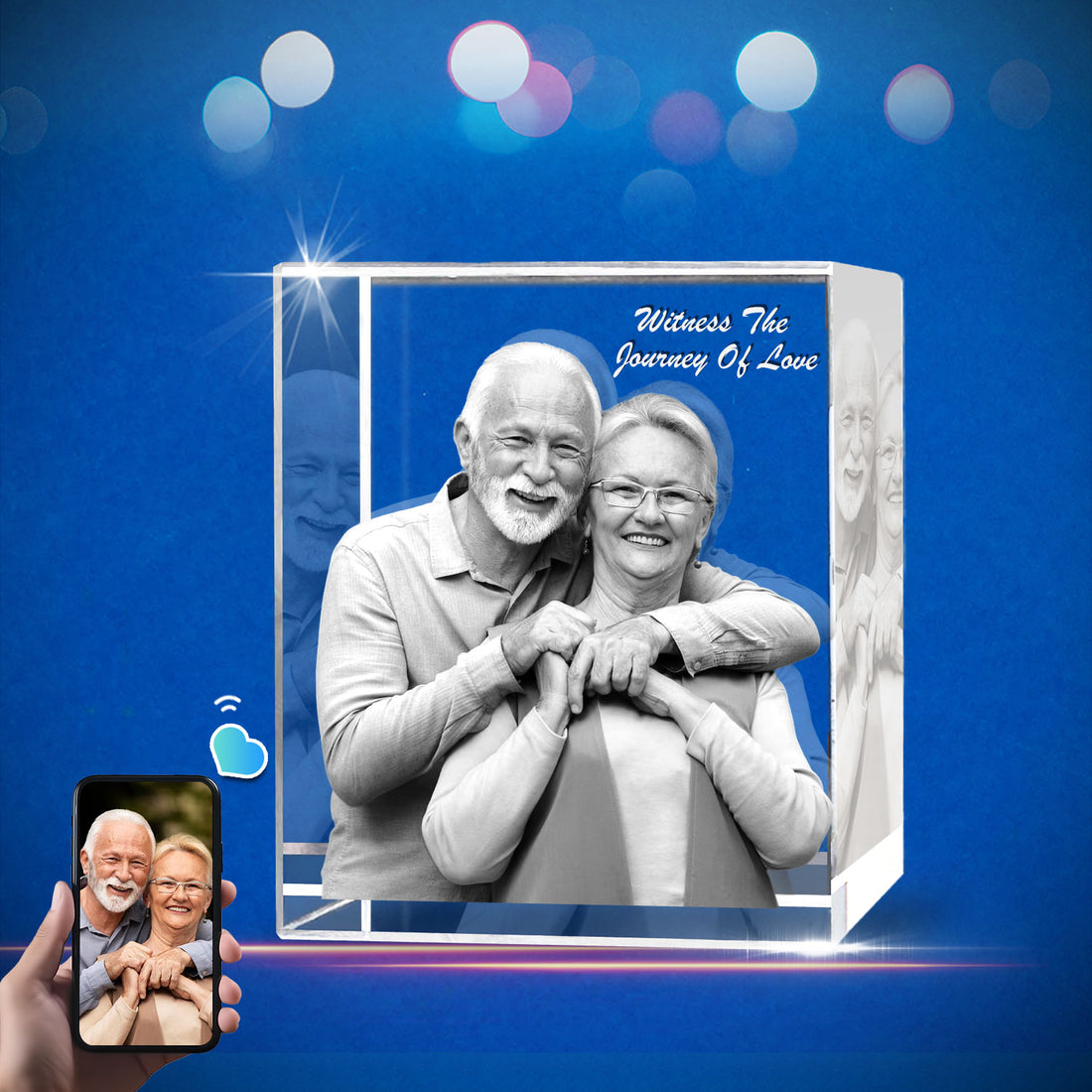 3D Crystal Photo Cube for 1-3 Portrait (Medium)