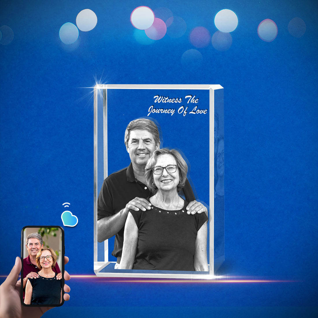 3D Crystal Photo Cube for 1-2 Portrait (Small)