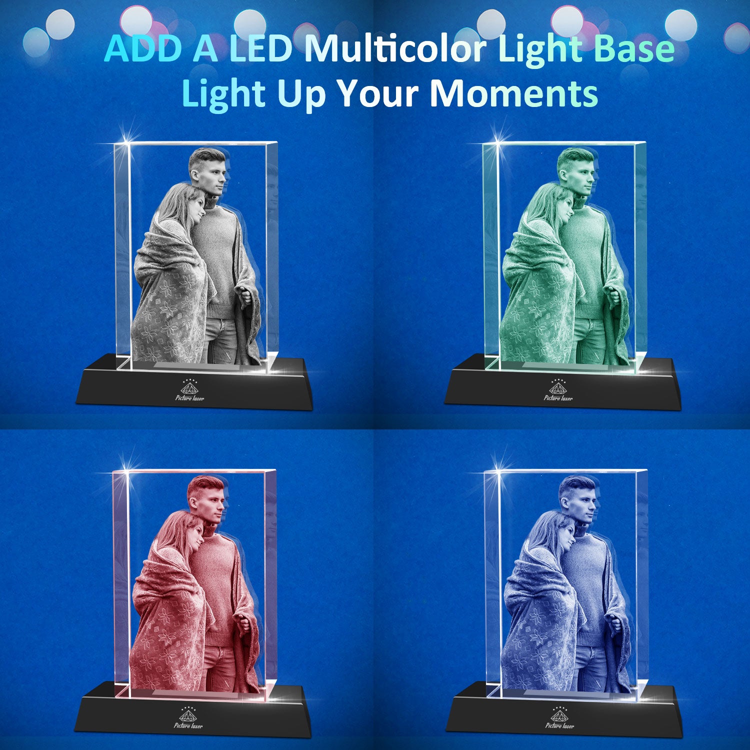 3d glass picture cube