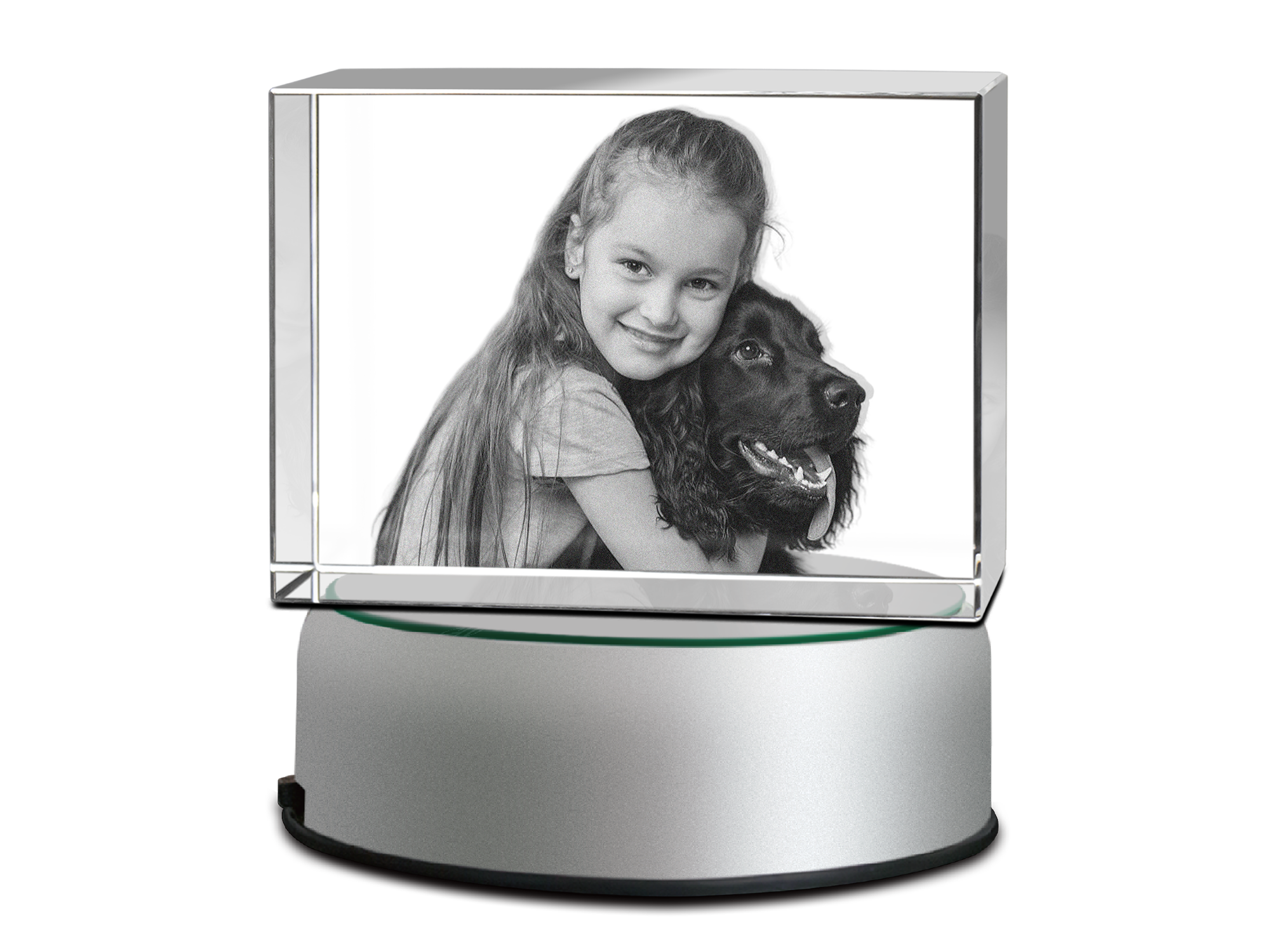 3D Crystal Rectangle-Medium with LED Light Base (Upload Your Picture)