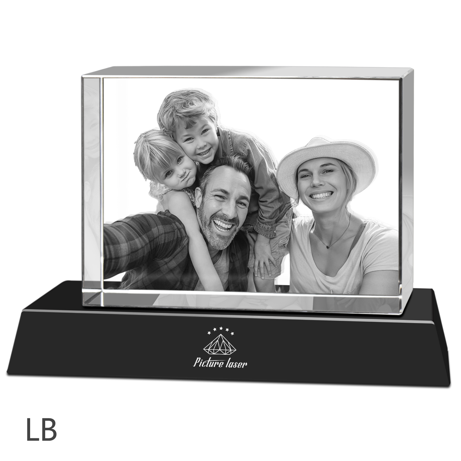 3D Crystal Rectangle-Large with LED Light Base (Upload Your Picture)