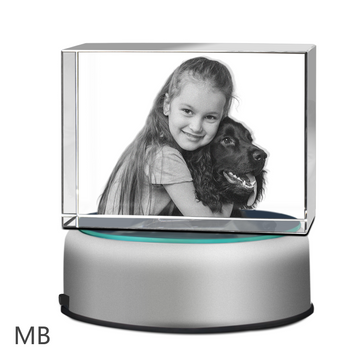 3D Crystal Rectangle-Small with LED Light Base (Upload Your Picture)