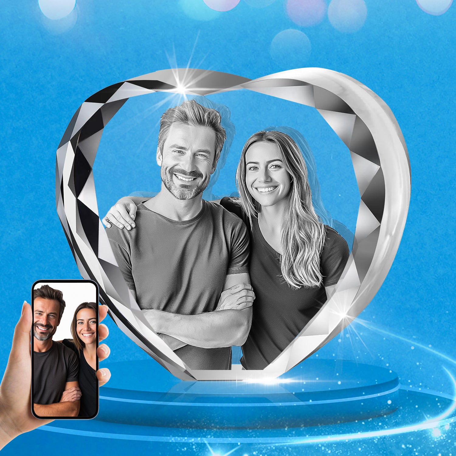 3D Crystal Picture Heart for 1-4 Portrait (Medium)
